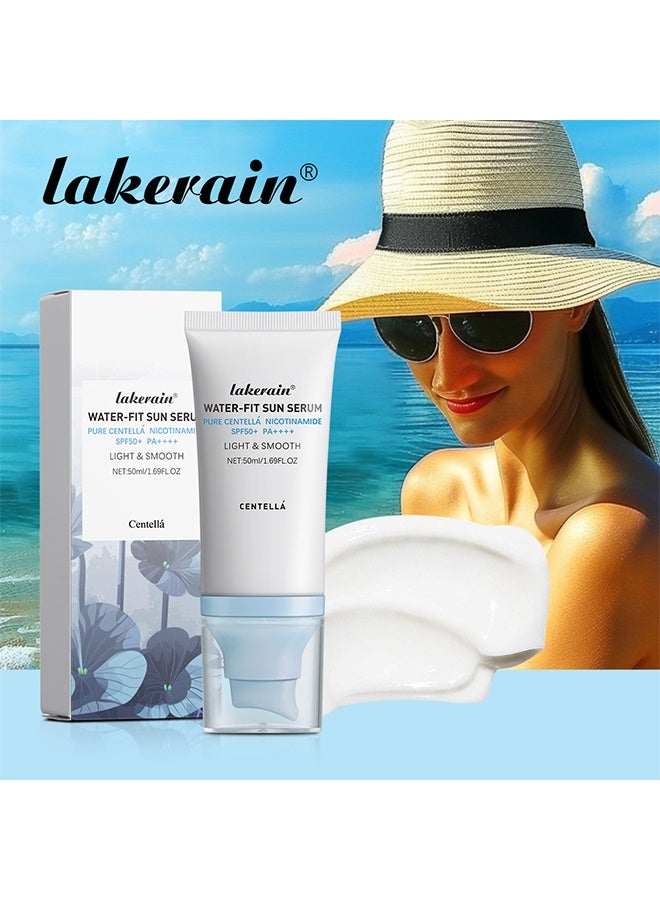 lakerain Water-Fit Sun Serum, Sunscreen SPF 50+,  Face Sun Screen Long-Lasting Protection, Cen-tella Madagascar Sunscreen, NO White Cast - Dry Oily Skincare - Image 1
