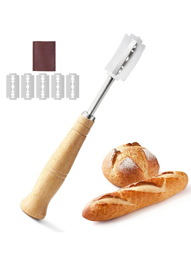 Stainless Steel Bread Lame Dough Scoring Tool, Premium Sourdough Scoring Tool, Bread Scorer with 5 Razor Blades - Image 1