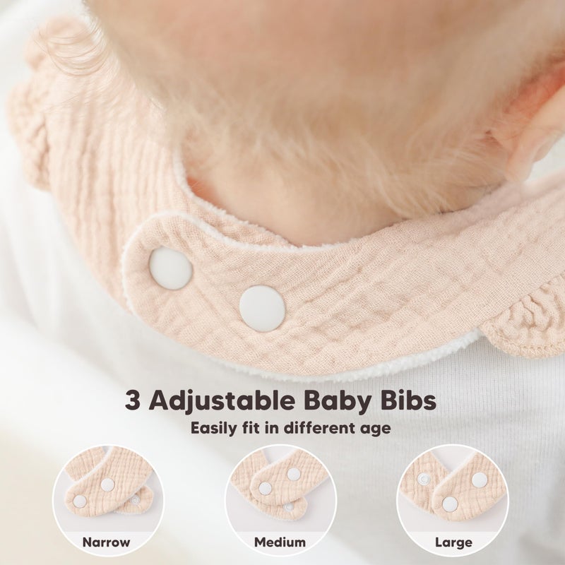 Bearmoss 8 Pack Muslin Baby Bibs for Drooling and Teething, Soft Bibs for Girls, Boys, Newborn (Pink) - Image 5