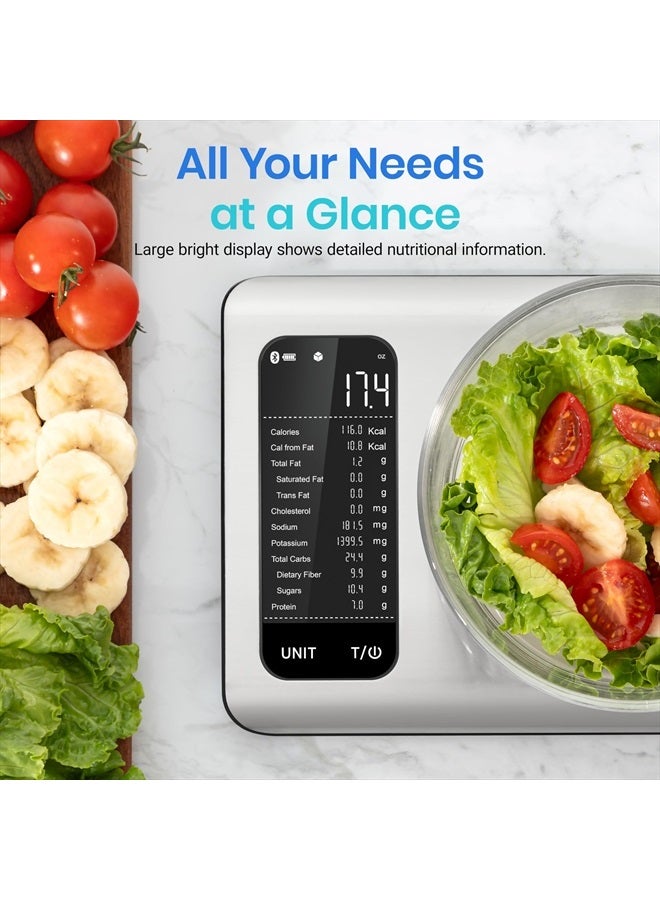 ETEKCITY Smart Food Kitchen Scale with Nutritional Calculator, Free App with 19 Nutrients Tracking, Calorie, Marco, Digital weight grams and ounces for weight loss, Premium Stainless Steel, 11lb  - Image 2