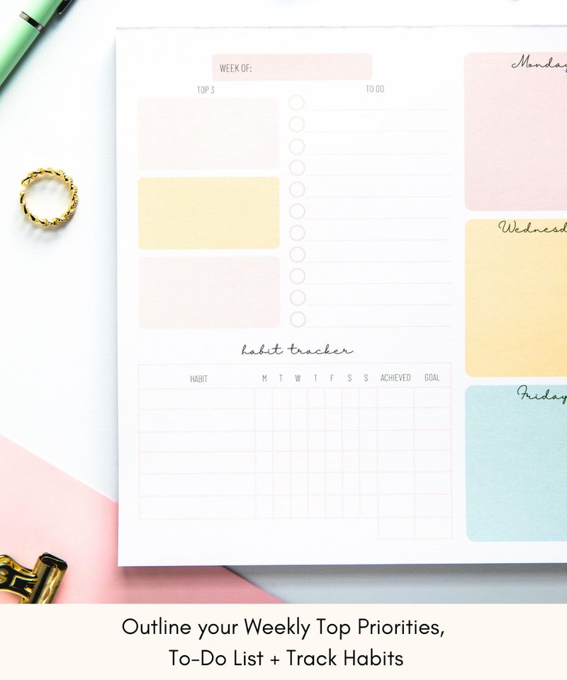 Lamare Weekly Planner Notepad Tear Off – 52 Undated Weekly Sheets Daily To Do List Notepad, Habit Tracker, Academic Planner Notebook, Daily Work Planner- Full Year Productivity Planner Weekly To Do List Pad - Image 2