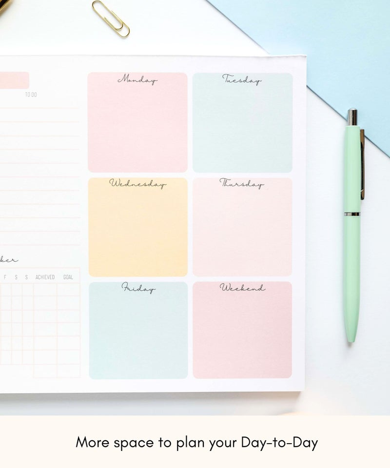 Lamare Weekly Planner Notepad Tear Off – 52 Undated Weekly Sheets Daily To Do List Notepad, Habit Tracker, Academic Planner Notebook, Daily Work Planner- Full Year Productivity Planner Weekly To Do List Pad - Image 3