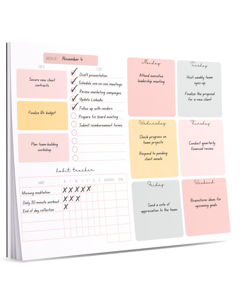 Lamare Weekly Planner Notepad Tear Off – 52 Undated Weekly Sheets Daily To Do List Notepad, Habit Tracker, Academic Planner Notebook, Daily Work Planner- Full Year Productivity Planner Weekly To Do List Pad - Image 1