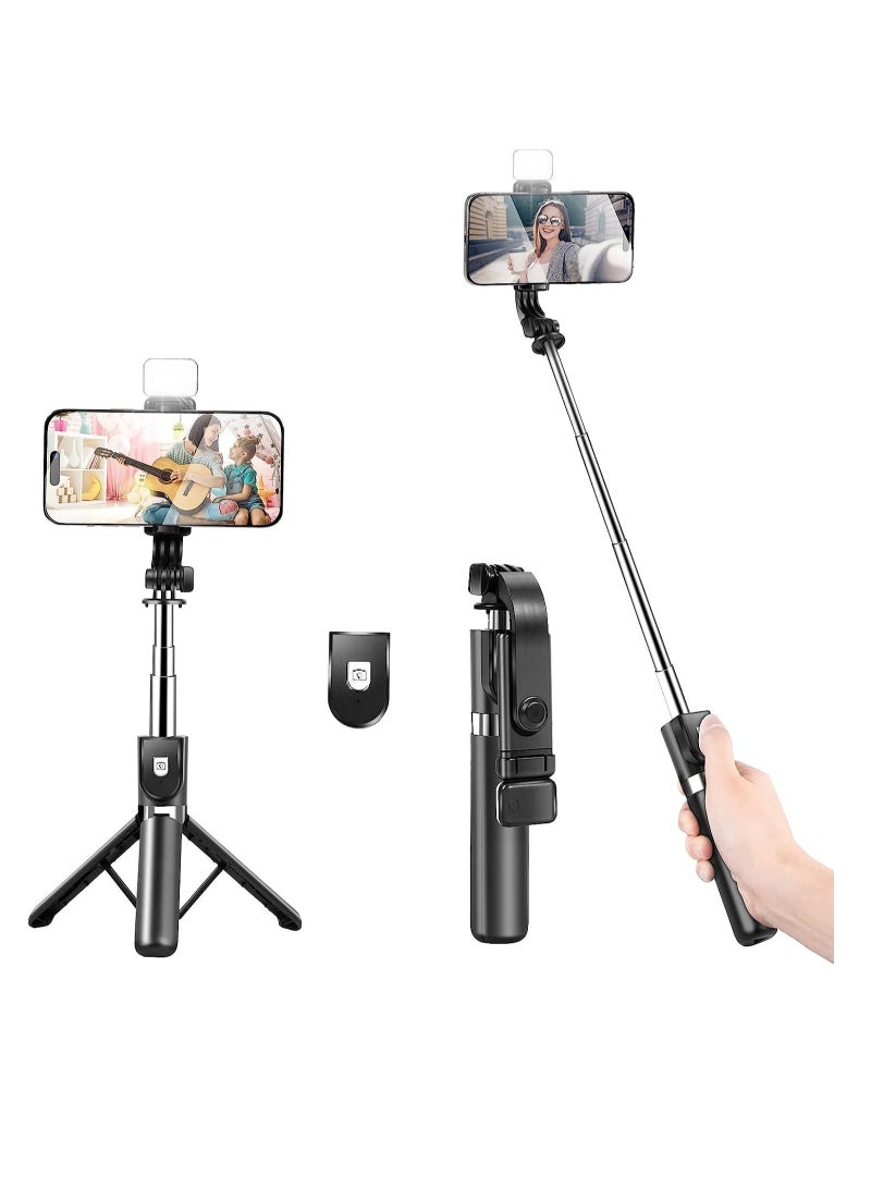 Foldable Tripod Monopod Selfie Stick Blue tooth With Wireless Button Shutter Selfie Stick With LED For iOS Android - Image 1
