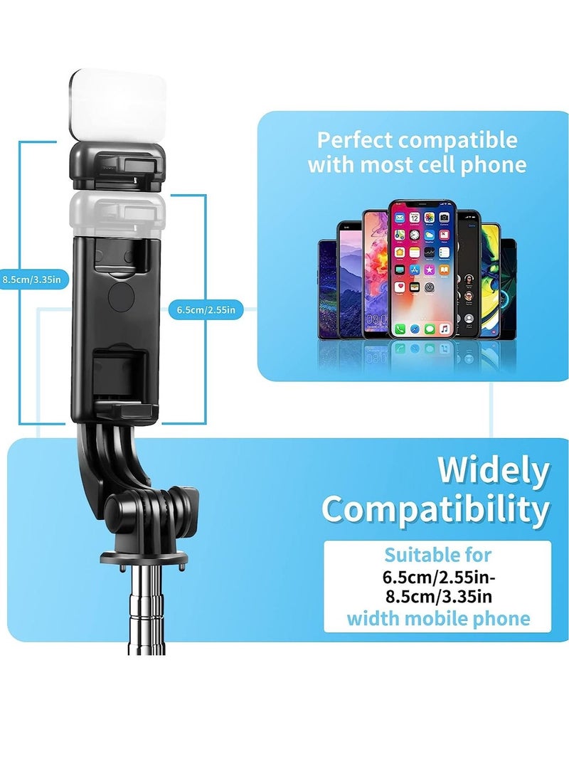 Foldable Tripod Monopod Selfie Stick Blue tooth With Wireless Button Shutter Selfie Stick With LED For iOS Android - Image 4