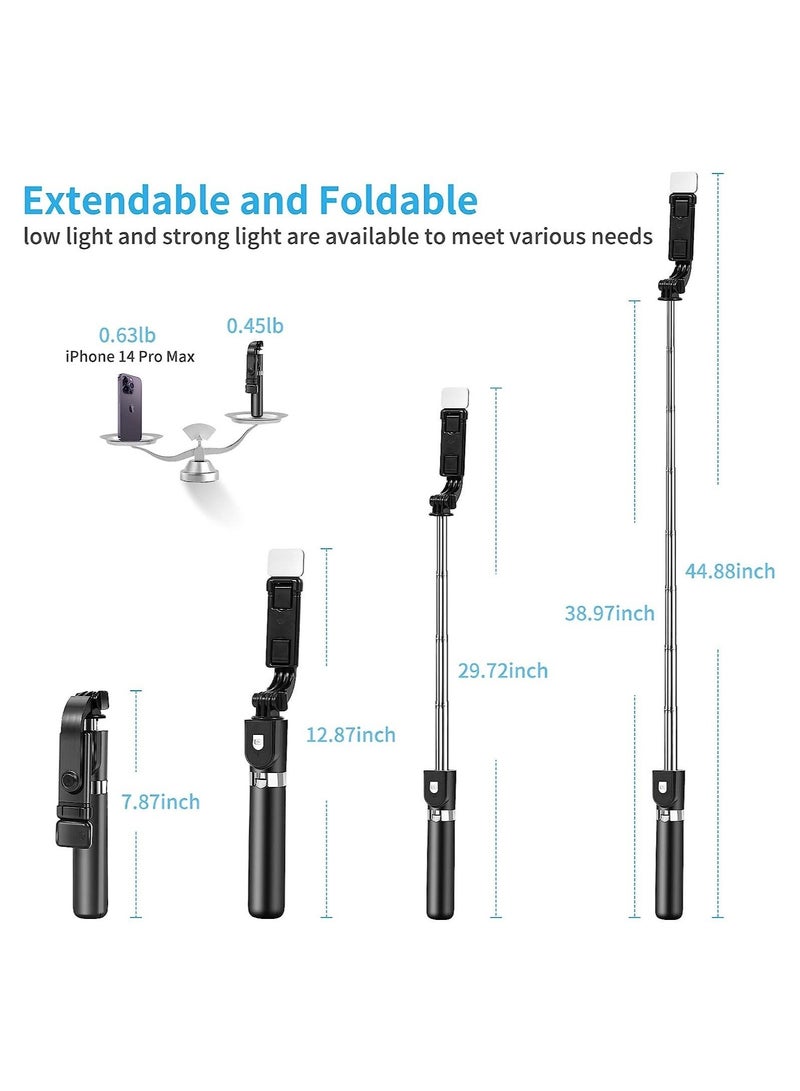 Foldable Tripod Monopod Selfie Stick Blue tooth With Wireless Button Shutter Selfie Stick With LED For iOS Android - Image 5