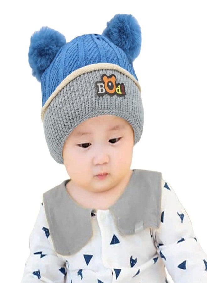 VINSON Kids Winter caps Unisex Beanie Scarf Set fit for 2-10 Years Old Toddler Kids Winter Caps for Kids Boy's and Girl's Free Size (Blue) - Image 1