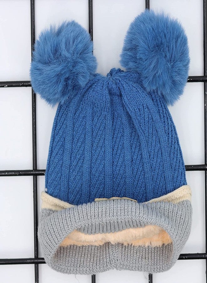 VINSON Kids Winter caps Unisex Beanie Scarf Set fit for 2-10 Years Old Toddler Kids Winter Caps for Kids Boy's and Girl's Free Size (Blue) - Image 4
