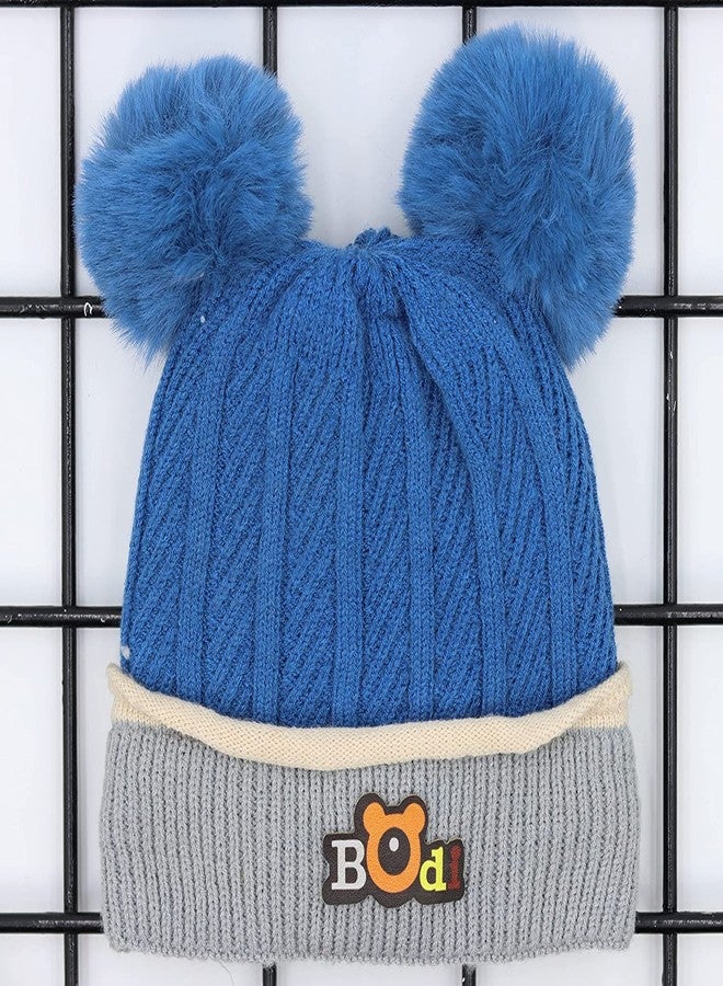 VINSON Kids Winter caps Unisex Beanie Scarf Set fit for 2-10 Years Old Toddler Kids Winter Caps for Kids Boy's and Girl's Free Size (Blue) - Image 3