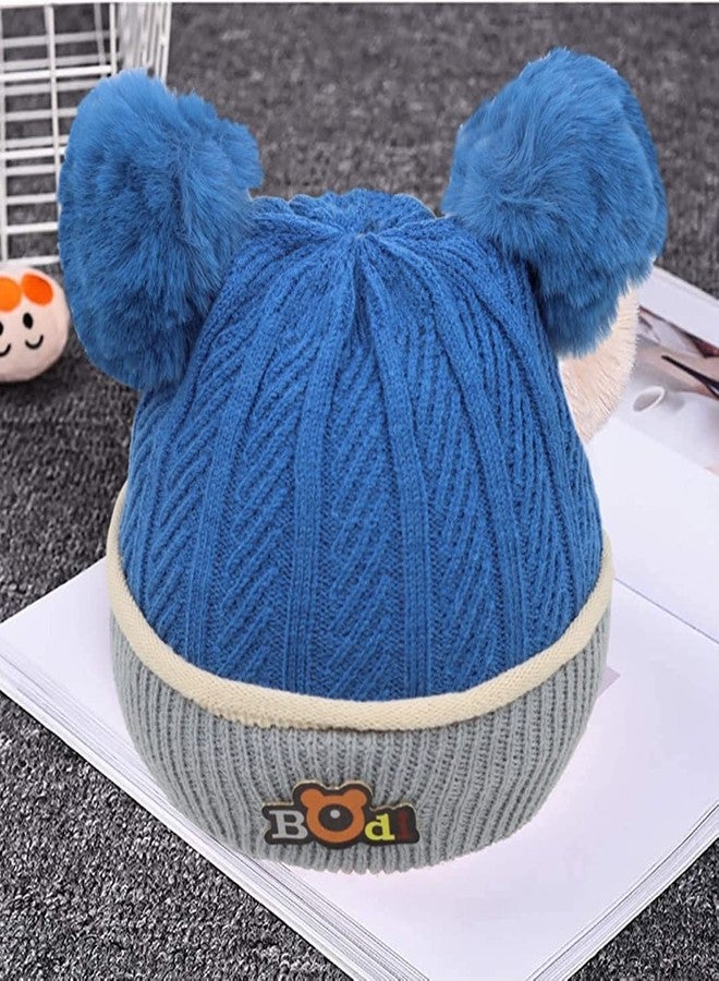 VINSON Kids Winter caps Unisex Beanie Scarf Set fit for 2-10 Years Old Toddler Kids Winter Caps for Kids Boy's and Girl's Free Size (Blue) - Image 2
