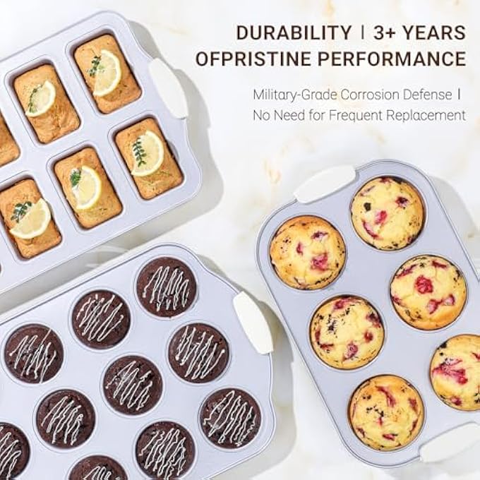 Jumbo Muffin Pan With HeatResistant Handles 6 Cup Large Size Cupcake Pan 2 Pack Nonstick Muffin Tray Pfoa  PfasFree Cupcake Baking Pan Molds For Oven Dishwasher Safe  Silver - Image 5