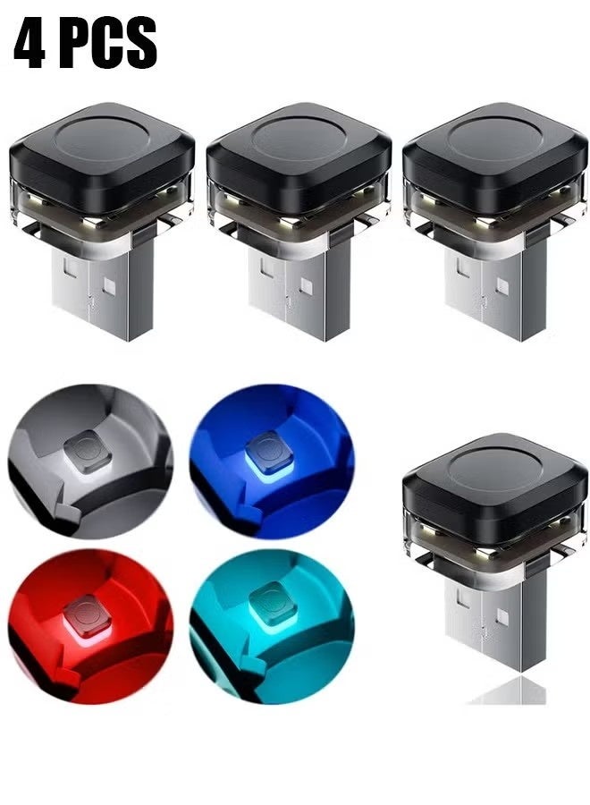 4 قطع من أضواء LED USB للسيارة | أضواء داخلية للسيارة | ضوء داخلي للسيارة USB | أضواء LED للداخلية بدون أسلاك | ضوء ليلي متعدد الألوان للداخلية لجميع السيارات والمنازل - Image 1