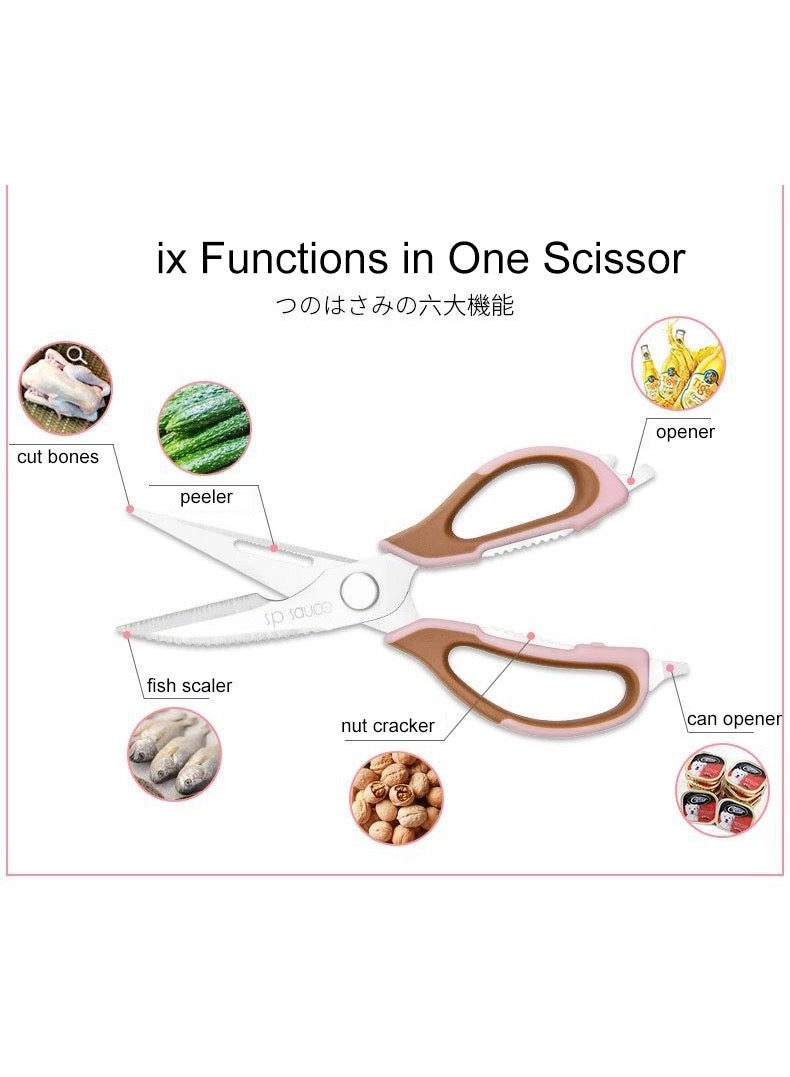 Japanese SP Sauce Stainless Steel Kitchen Scissors, Chicken Bone Shears, Pink - Image 2