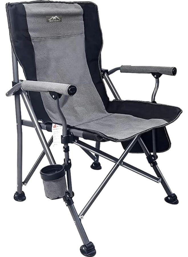 SMARTX Portable Camping Outdoor Indoor Chair Lightweight Folding Camping Chair Heavy Duty Support 145KG High Back Padded Lawn Chair with Arm Rest Cup Holder and Portable Carrying Bag Oxford Fabric Iron Frame Fishing Chair - Image 1