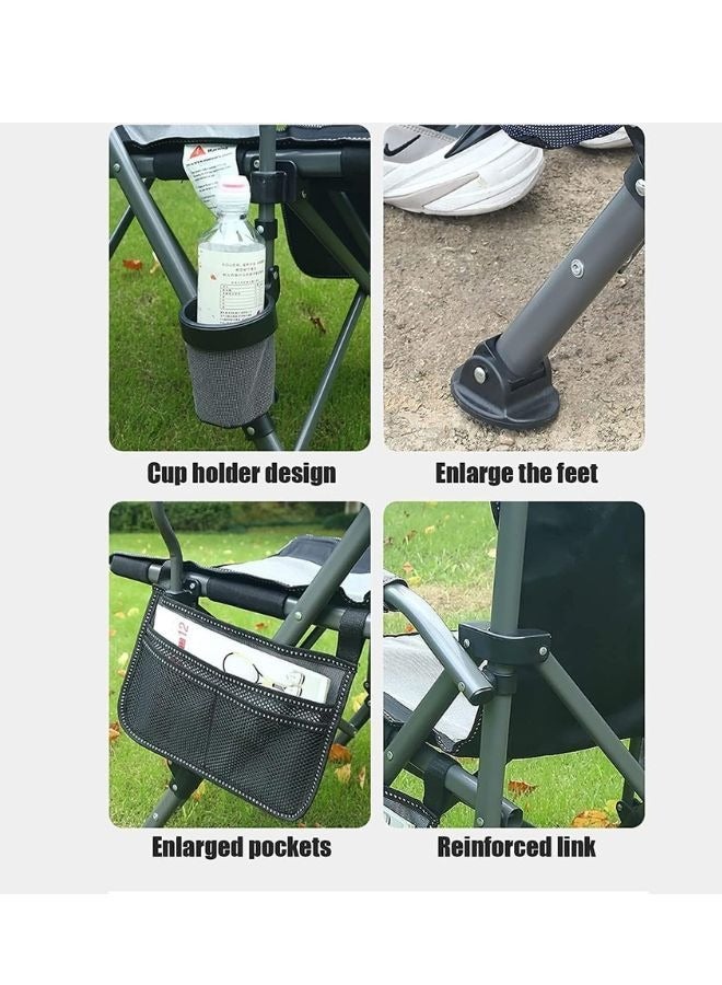 SMARTX Portable Camping Outdoor Indoor Chair Lightweight Folding Camping Chair Heavy Duty Support 145KG High Back Padded Lawn Chair with Arm Rest Cup Holder and Portable Carrying Bag Oxford Fabric Iron Frame Fishing Chair - Image 3