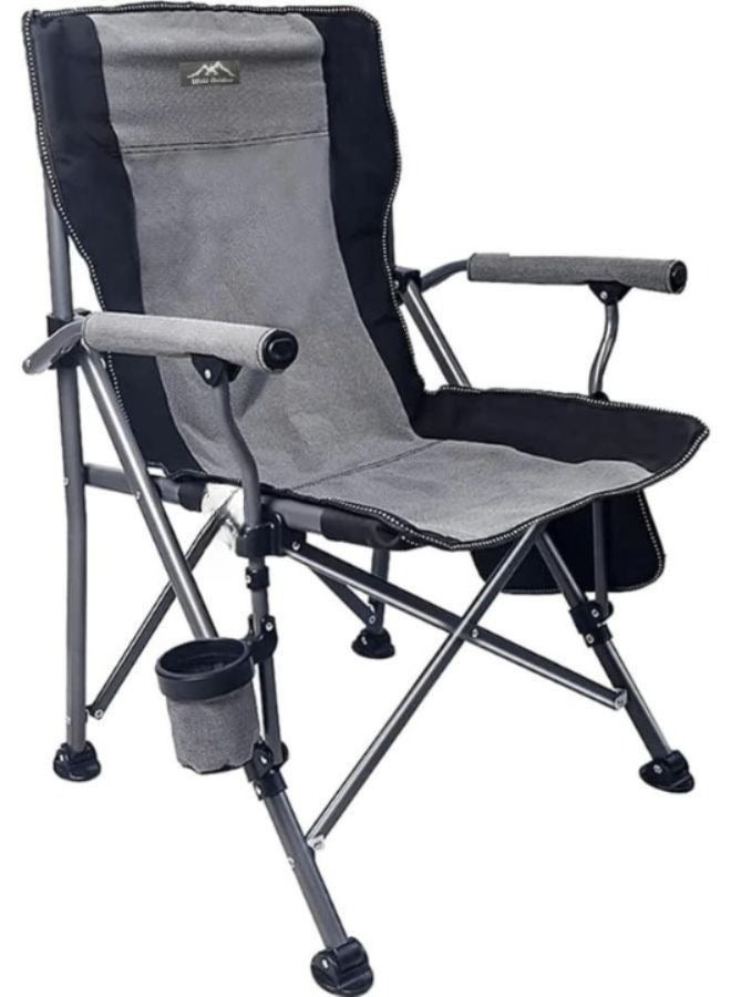 SMARTX Portable Camping Outdoor Indoor Chair Lightweight Folding Camping Chair Heavy Duty Support 145KG High Back Padded Lawn Chair with Arm Rest Cup Holder and Portable Carrying Bag Oxford Fabric Iron Frame Fishing Chair - Image 1