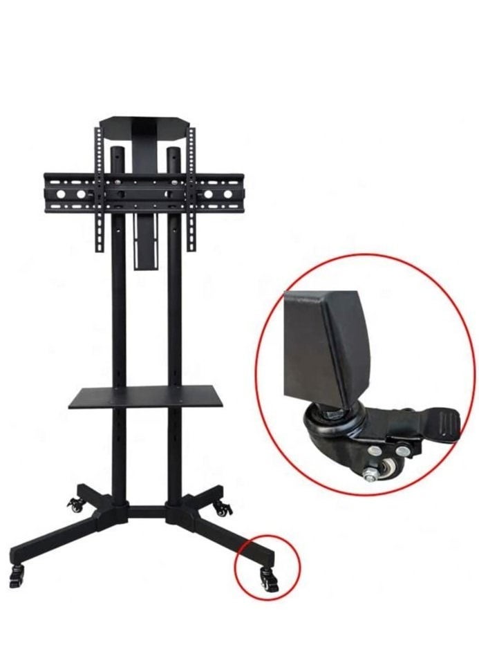 Mobile TV Stand, TV Cart with Mount on Lockable Wheels and 2 Trays for 32-65inch LED and LCD Screen (32-65in with 2 trays) - Image 2