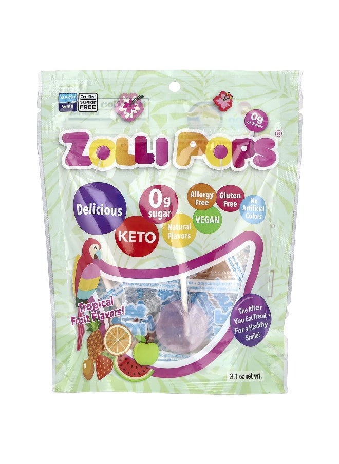 ZOLLIPOPS Zollipops, Original Clean Teeth Candy®, Tropical Fruit Flavors, 3.1 oz  - Image 1