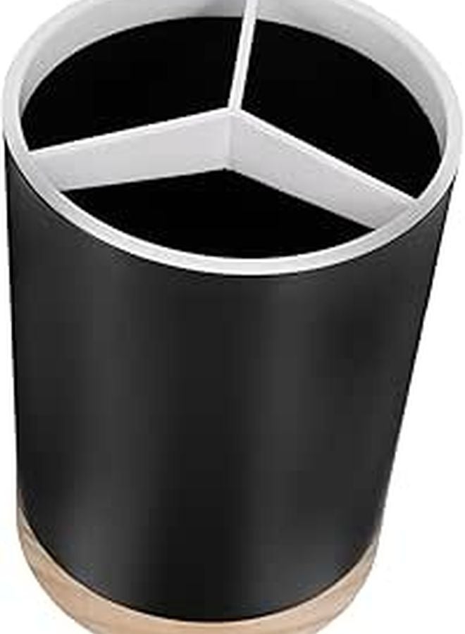3 Compartment Detachable Utensil Holder Draining Design Black Kitchen Storage Organizer - Image 1