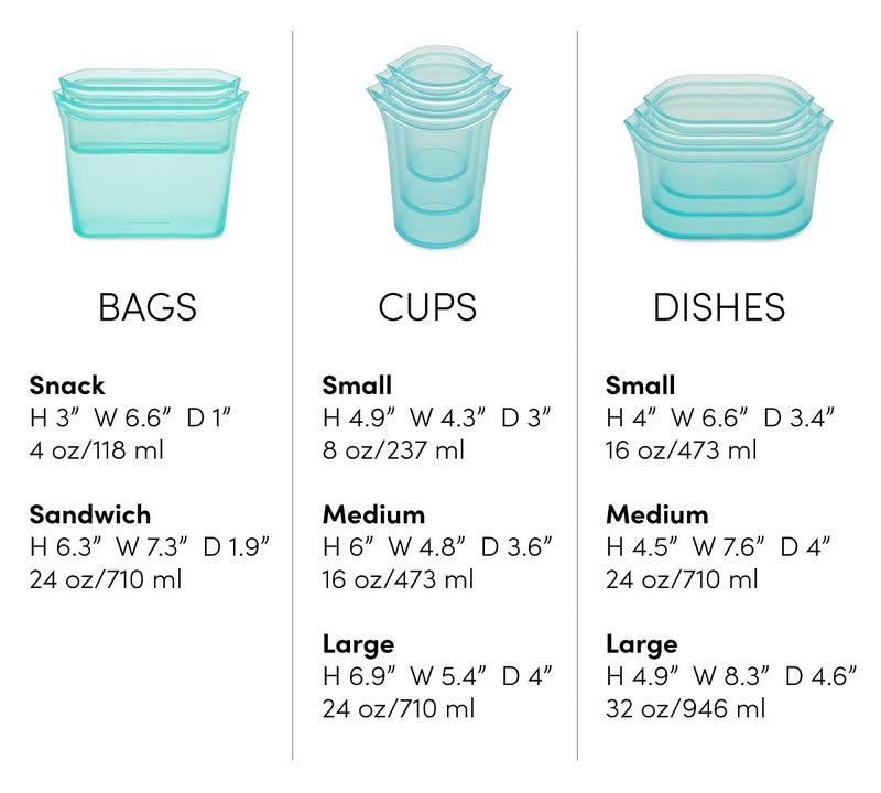 Zip Top Zip Top Reusable Food Storage Bags | Full Set of 8 [Teal] | Silicone Meal Prep Container | Microwave, Dishwasher and Freezer Safe | Made in the USA  - Image 4