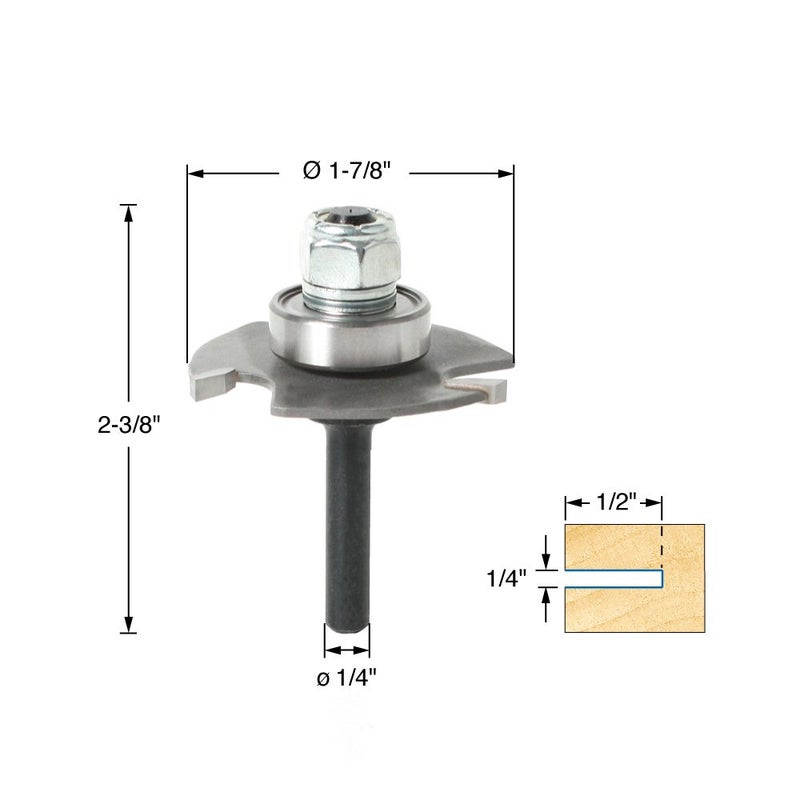 Amana Tool - 53400 Slotting Cutter Assembly 3 Wing x 1-7/8 Dia x 1/16 x 1/4" Shank - Image 2