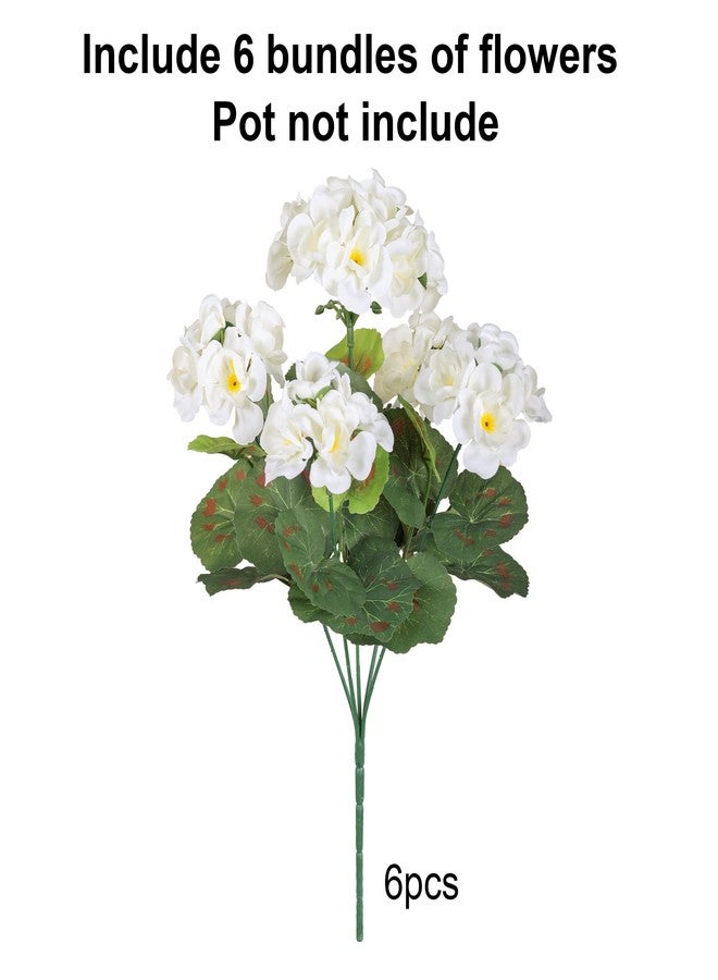 HyeFlora Artificial Geranium Fake Flowers for Outdoors Decoration, 6 Bundles Silk Geraniums White Flower UV Resistant Look Real Faux Plants for Front Door Garden Porch Planter Patio Balcony Yard Indoor Home - Image 5