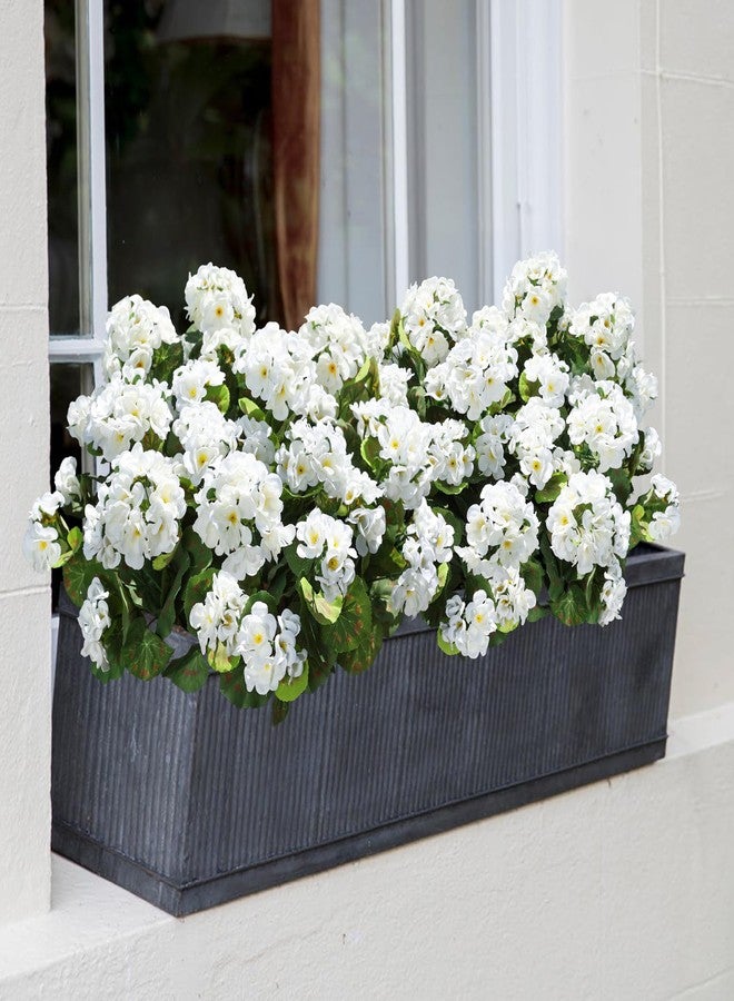 HyeFlora Artificial Geranium Fake Flowers for Outdoors Decoration, 6 Bundles Silk Geraniums White Flower UV Resistant Look Real Faux Plants for Front Door Garden Porch Planter Patio Balcony Yard Indoor Home - Image 3
