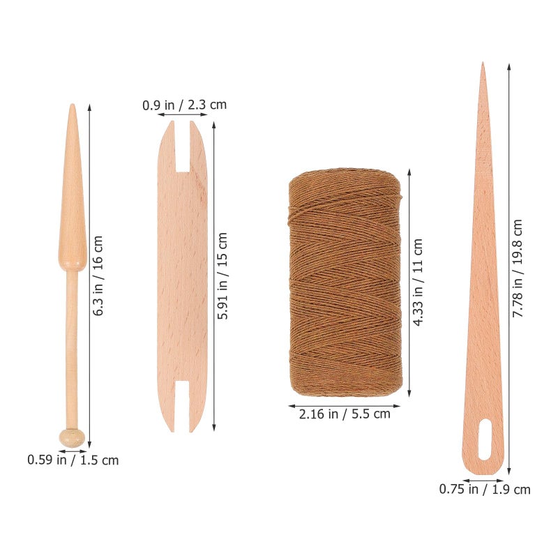 Wooden Knitting Needles Cotton Rope DIY Weaving Shuttle Kit For Handcrafts - Image 3
