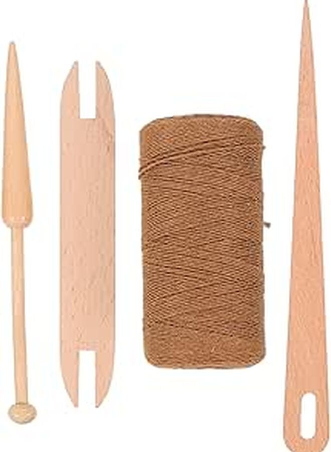 Wooden Knitting Needles Cotton Rope DIY Weaving Shuttle Kit For Handcrafts - Image 1