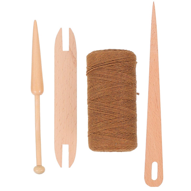 Wooden Knitting Needles Cotton Rope DIY Weaving Shuttle Kit For Handcrafts - Image 2