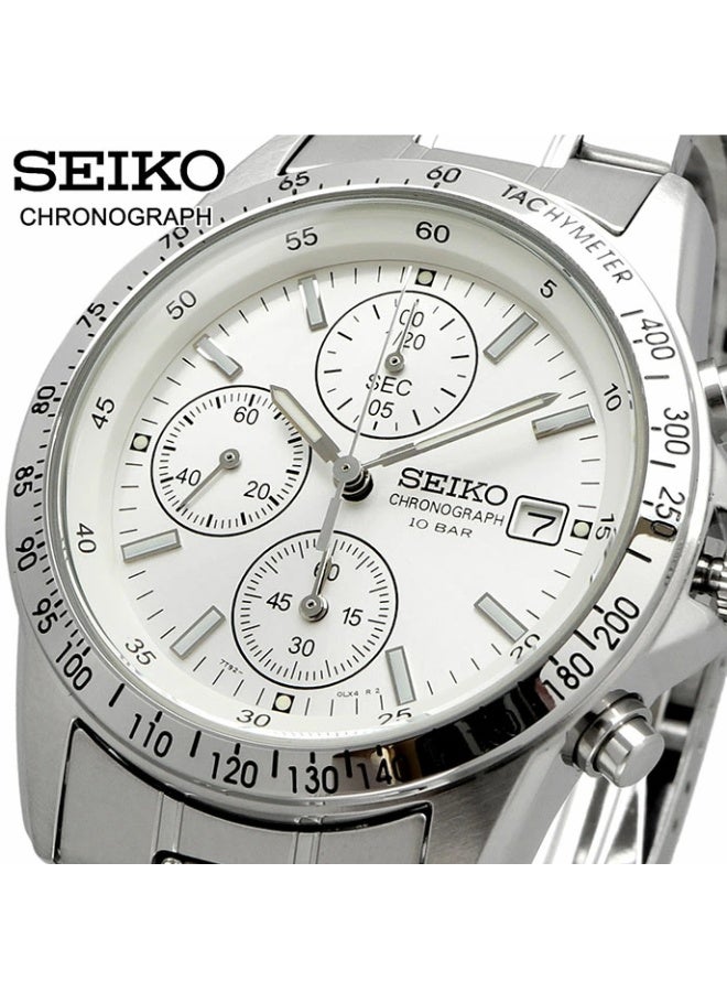 Seiko Limited Edition Spirit Chronograph Watch SBTQ039, 38.5 mm White Dial, Stainless Steel Bracelet, 100 m WR - Image 3