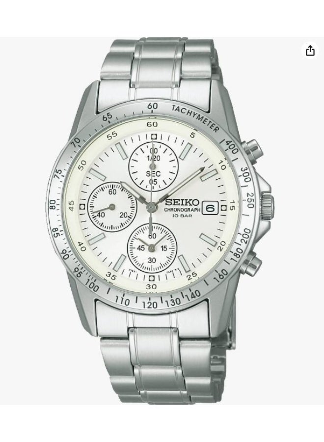 Seiko Limited Edition Spirit Chronograph Watch SBTQ039, 38.5 mm White Dial, Stainless Steel Bracelet, 100 m WR - Image 1