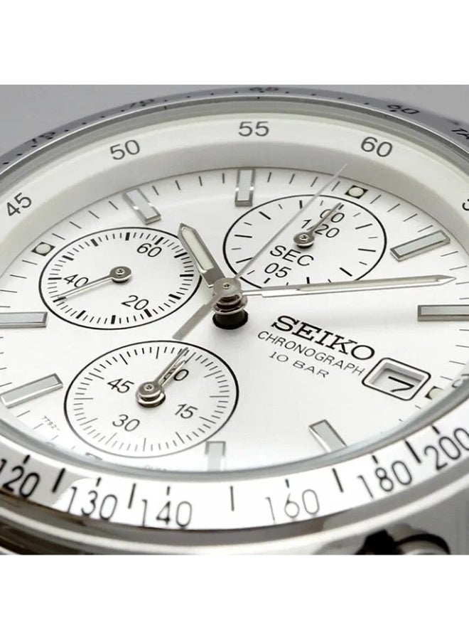 Seiko Limited Edition Spirit Chronograph Watch SBTQ039, 38.5 mm White Dial, Stainless Steel Bracelet, 100 m WR - Image 2