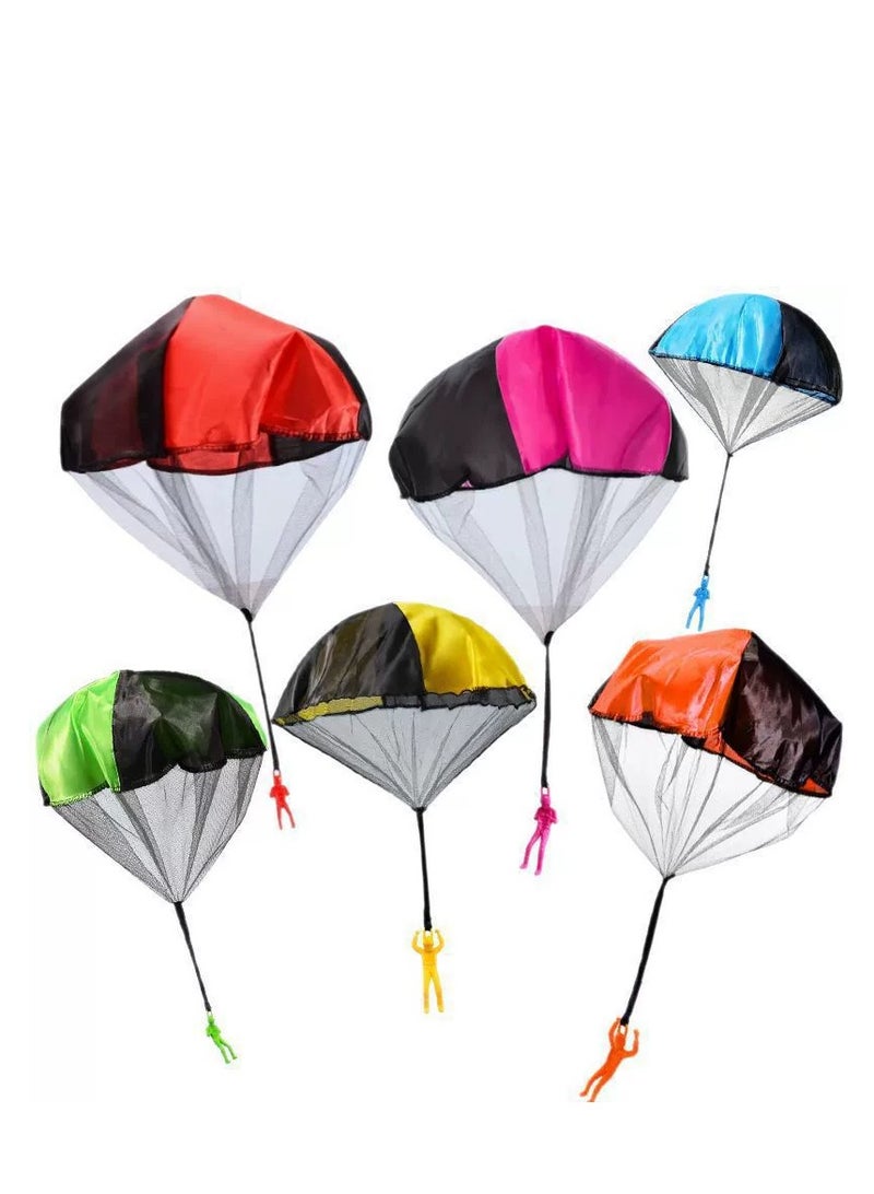 DURKU 6 Pack Parachute Toys, Hand Throw Soliders Parachute Square Outdoor Children's Flying Toys, Tangle Free Throwing Toy Parachute - Image 1