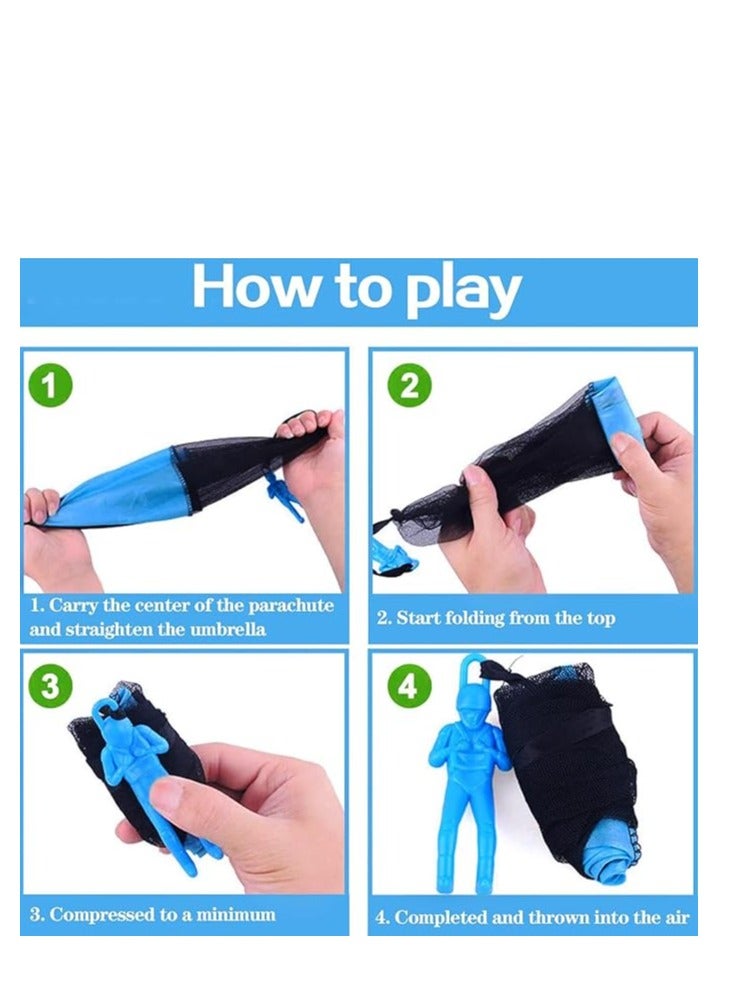 DURKU 6 Pack Parachute Toys, Hand Throw Soliders Parachute Square Outdoor Children's Flying Toys, Tangle Free Throwing Toy Parachute - Image 3