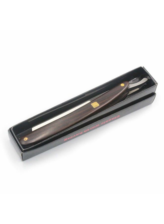Gihunk Straight Razor, Wooden Straight Edge Razor for Man Stainless Steel Manual Straight Razor, Cutthroat Rosewood Razor, Natural Wood Scale Vintage Razor Barber Razor - Image 5