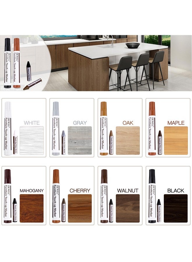 DEWEL Furniture Markers Touch Up, Upgrade Wood Furniture Repair Kit, Premium Wood Scratch Repair Markers and Wax Sticks for Wood Stains Scratches Hardwood Wooden Floors Tables, Set of 17 - Image 2