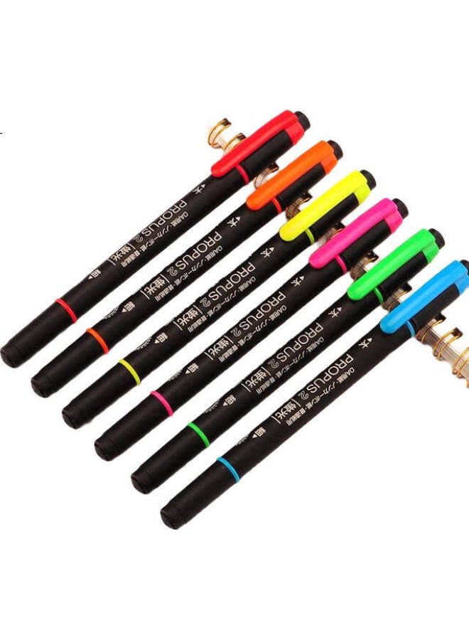 Uni قلم تمييز مزدوج الطرف من ميتسوبيشي (يوني)، قلم تعليمات للطلاب، قلم تمييز ملون، سميك 0.5 مم رفيع 4 مم PUS-101T(N) مجموعة 3 ألوان - Image 1