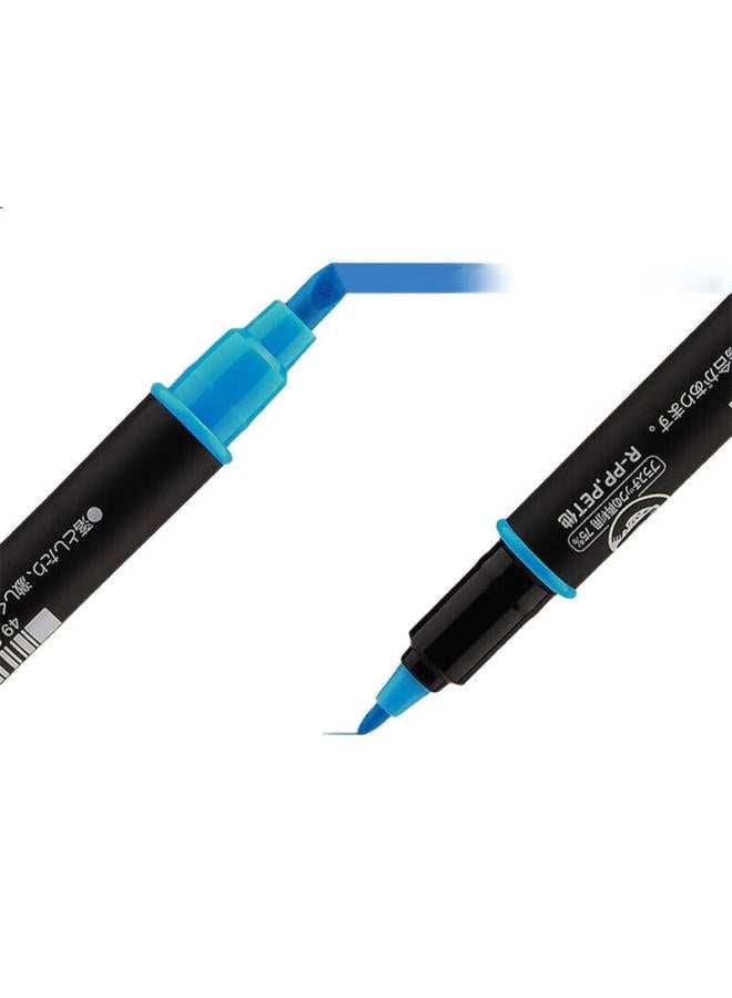 Uni قلم تمييز مزدوج الطرف من ميتسوبيشي (يوني)، قلم تعليمات للطلاب، قلم تمييز ملون، سميك 0.5 مم رفيع 4 مم PUS-101T(N) مجموعة 3 ألوان - Image 2