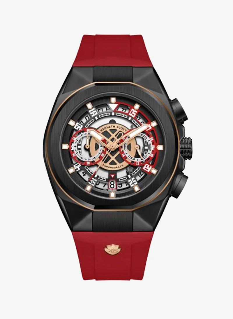 KENNETH SCOTT Kenneth Scott Men's Chronograph  Black  Dial Watch - K26103-BSRB