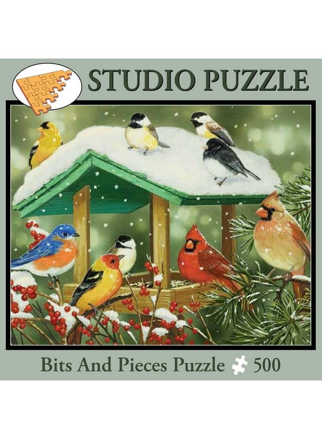 Bits and Pieces 500 Piece Jigsaw Puzzle For Adults Winter Treats 500 Pc Birds Jigsaw By Artist William Vanderdasson - Image 3