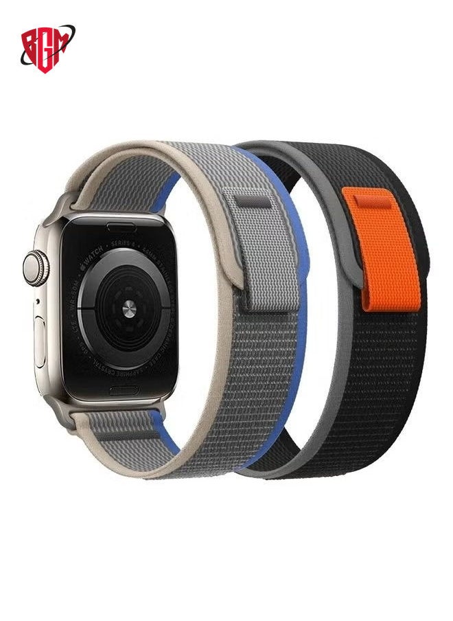 BGM - 2 Pc Trail Loop Strap For iWatch 49mm 46mm 45mm 44mm 42mm, Replacement Nylon Trail Loop Band Compatible For Apple Watch Series Ultra 3 | Ultra 2 | Ultra | 10 9 8 7 SE 6 5 4 3 2 1 - Multicolor - Image 1