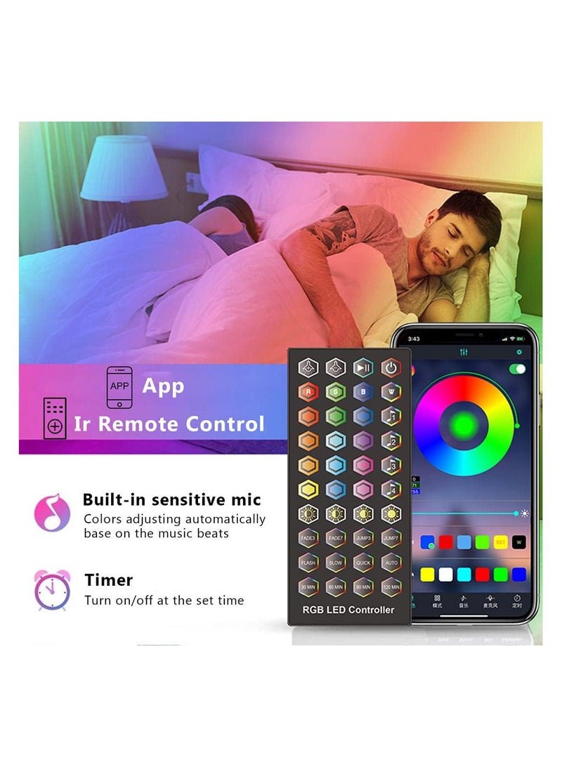 Lumins Smart Bluetooth LED Strip Light 15M RGB Sync to Music Light Remote Control Colorful Rope Lighting for Home Decor Kitchen Bedroom Hotel Outdoor Bar Garden Desktop Decoration - Image 2