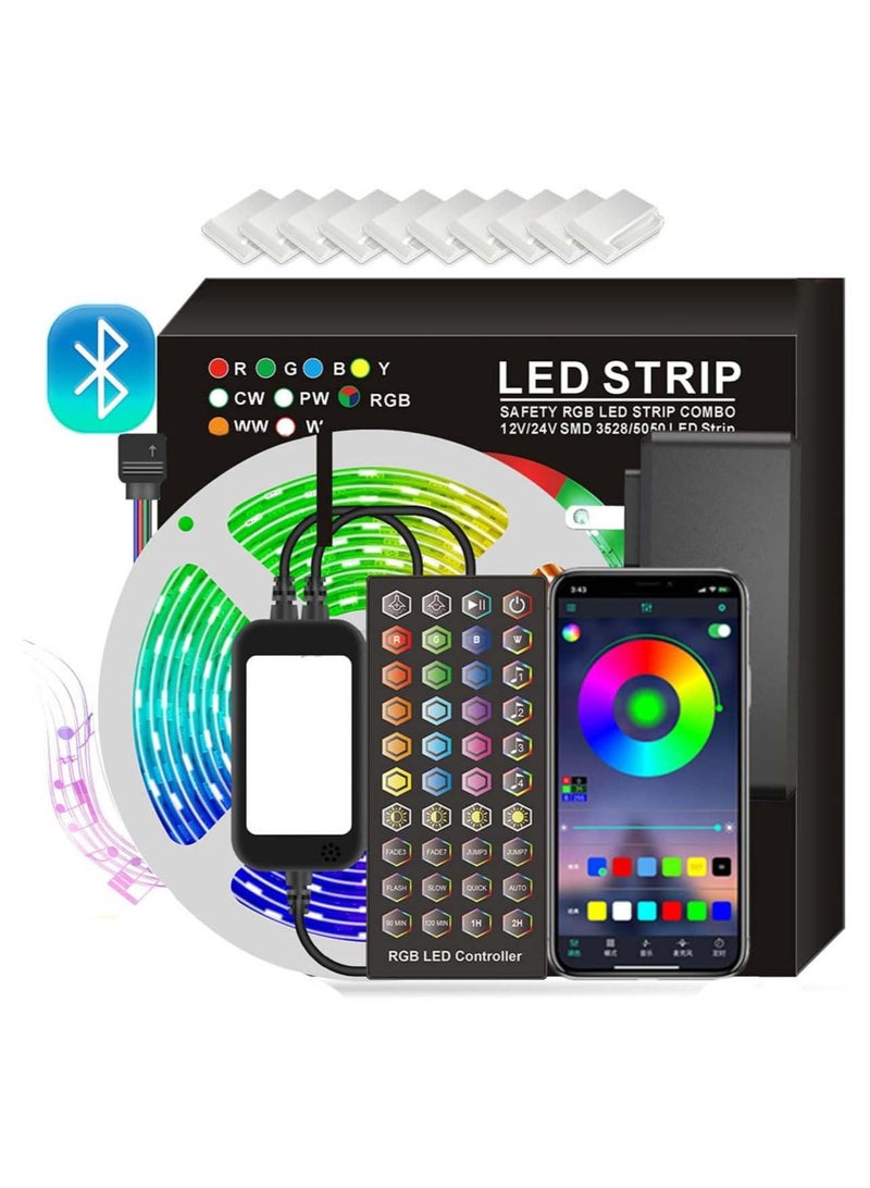 Lumins Smart Bluetooth LED Strip Light 15M RGB Sync to Music Light Remote Control Colorful Rope Lighting for Home Decor Kitchen Bedroom Hotel Outdoor Bar Garden Desktop Decoration - Image 1