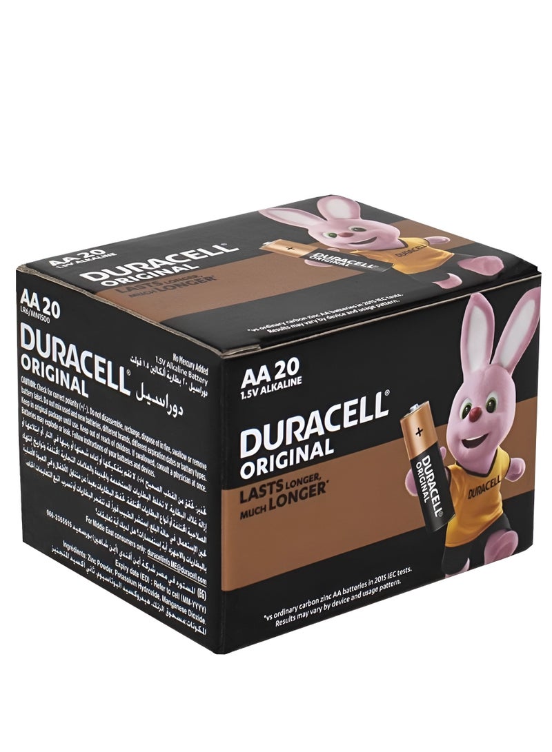 دوراسيل بطاريات قلوية AA 1.5 فولت LR03، عبوة مكونة من 20 قطعة - Image 1