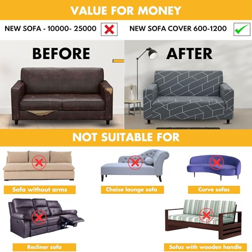 Bigkart Elastic Sofa Covers for 2 Seater Sofas | Polyster-Spandex, Stretchable, Sofa Covers for Single, Double and Triple Seater Sofas - Image 5