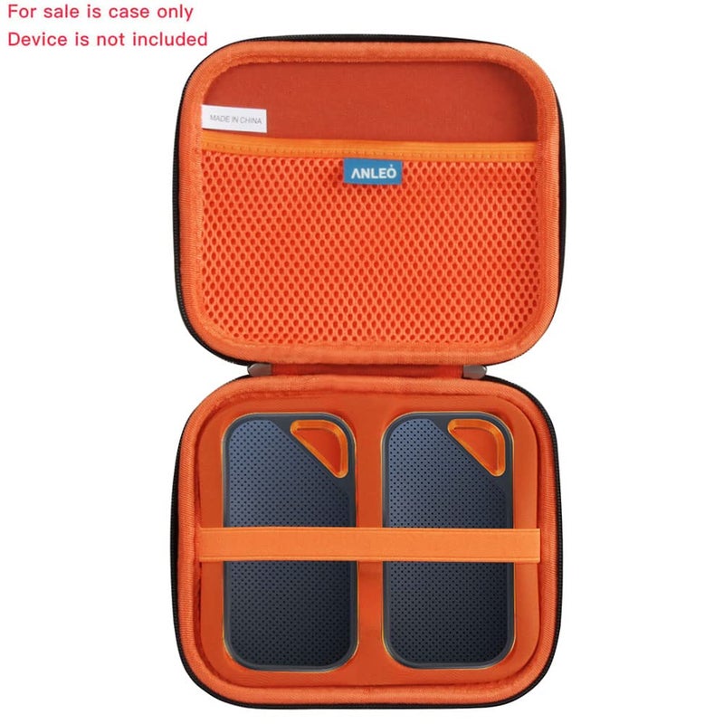 Anleo Hard Travel Case for SanDisk 500GB 1TB 2TB 4TB Extreme PRO Portable SSD (Black+Orange, Case for 2 Hard Drives) - Image 2