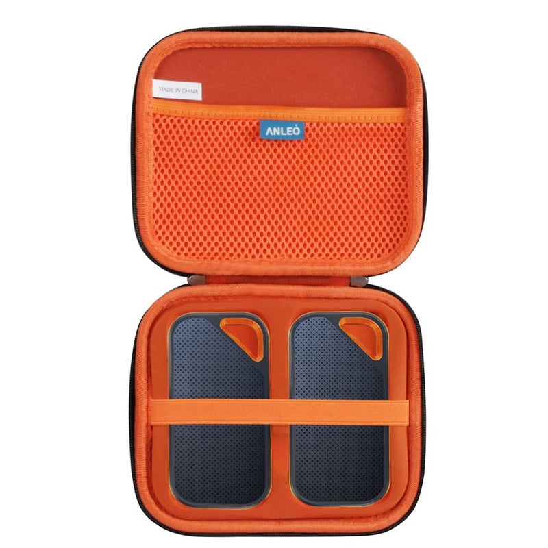 Anleo Hard Travel Case for SanDisk 500GB 1TB 2TB 4TB Extreme PRO Portable SSD (Black+Orange, Case for 2 Hard Drives) - Image 1