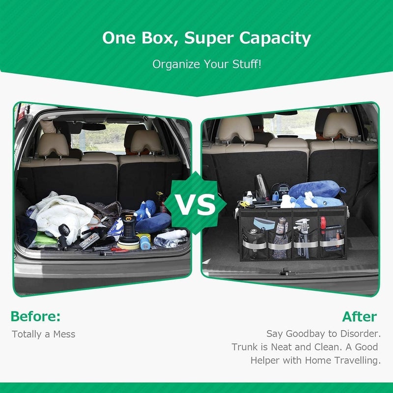 Coocicyi Car Trunk Organizer - Collapsible Multi Compartment Storage with Non-Slip Bottom - Image 5