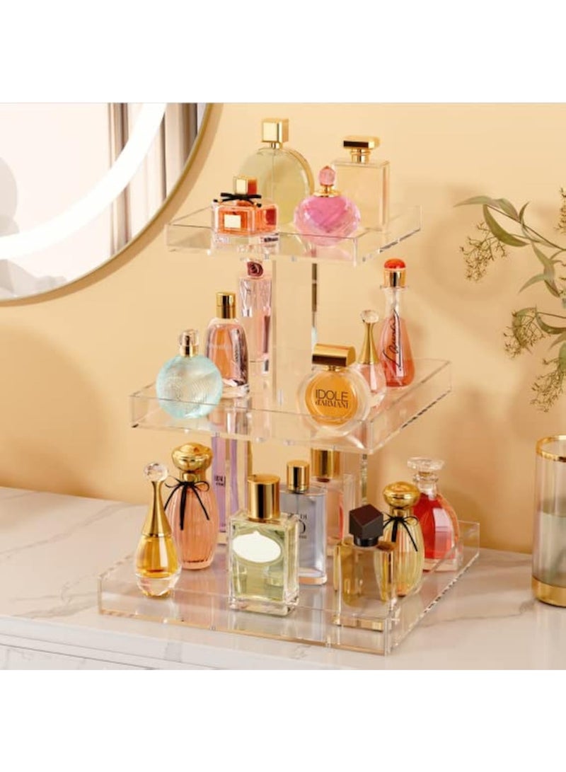 Arabest 3-Tier Perfume Organizer, Clear Resin, Rectangular Tray, Sturdy Design, Space Saver, Convenient Access, Easy Assembly - Image 2